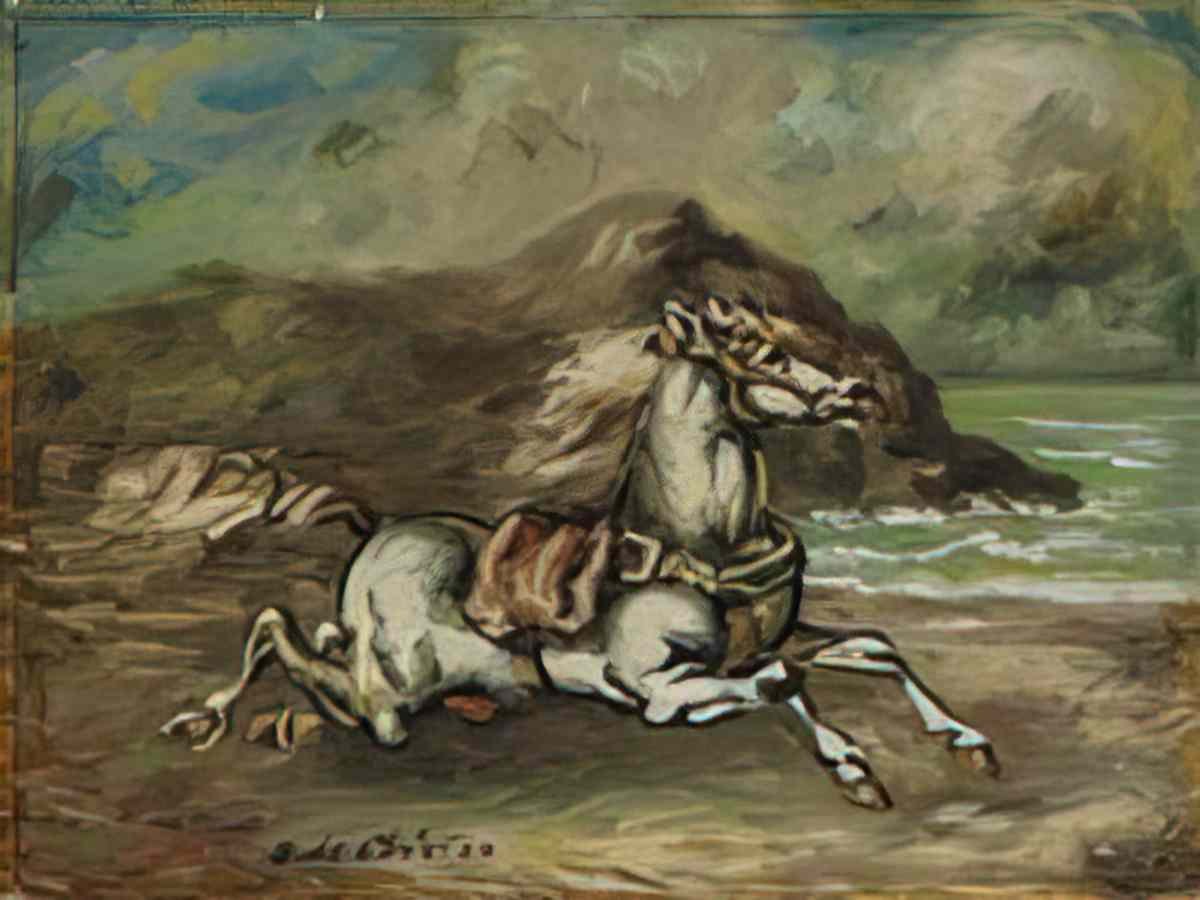 giorgio de chirico cavallo fuggente2 Art A4 Photo Print