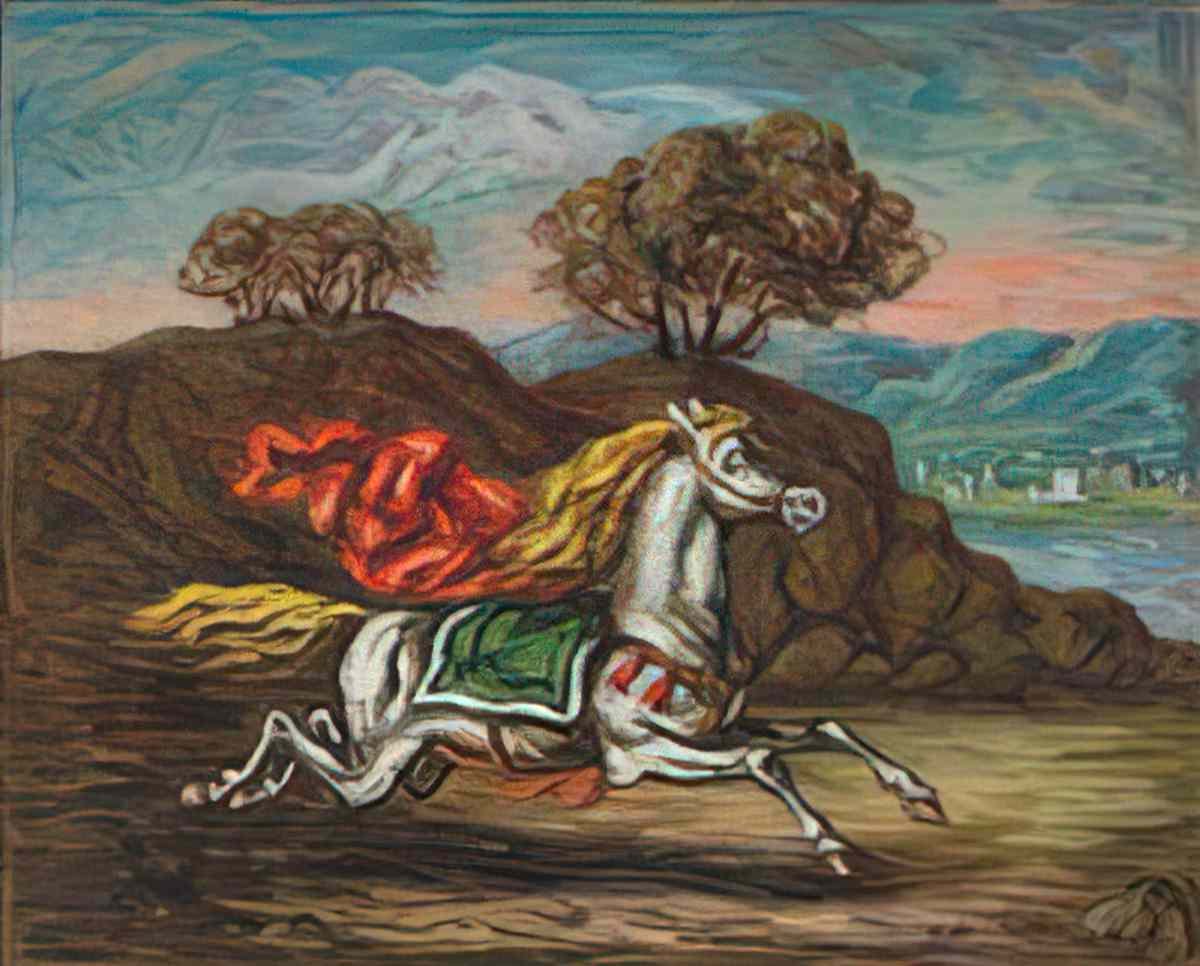 giorgio de chirico cavallo fuggente5 Art A4 Photo Print