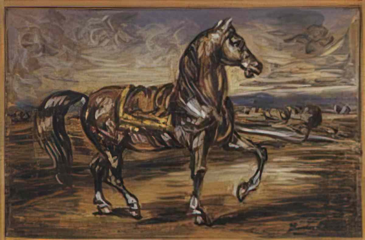 giorgio de chirico cavallo in un paese Art A4 Photo Print
