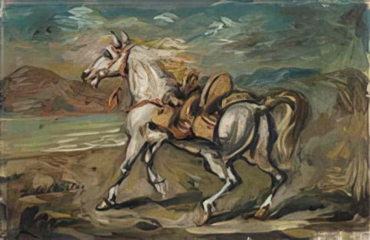 giorgio de chirico cavalli impennati presso un golfo1 Art A4 Photo Print
