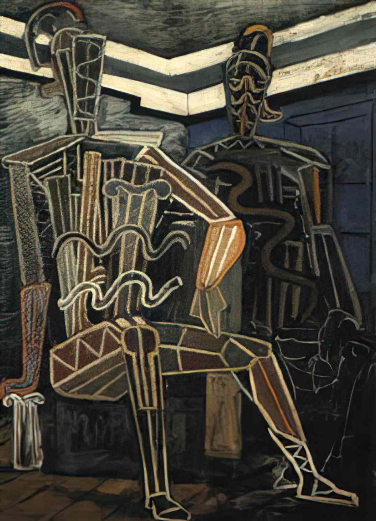 giorgio de chirico due archeologi in un interno Art A4 Photo Print