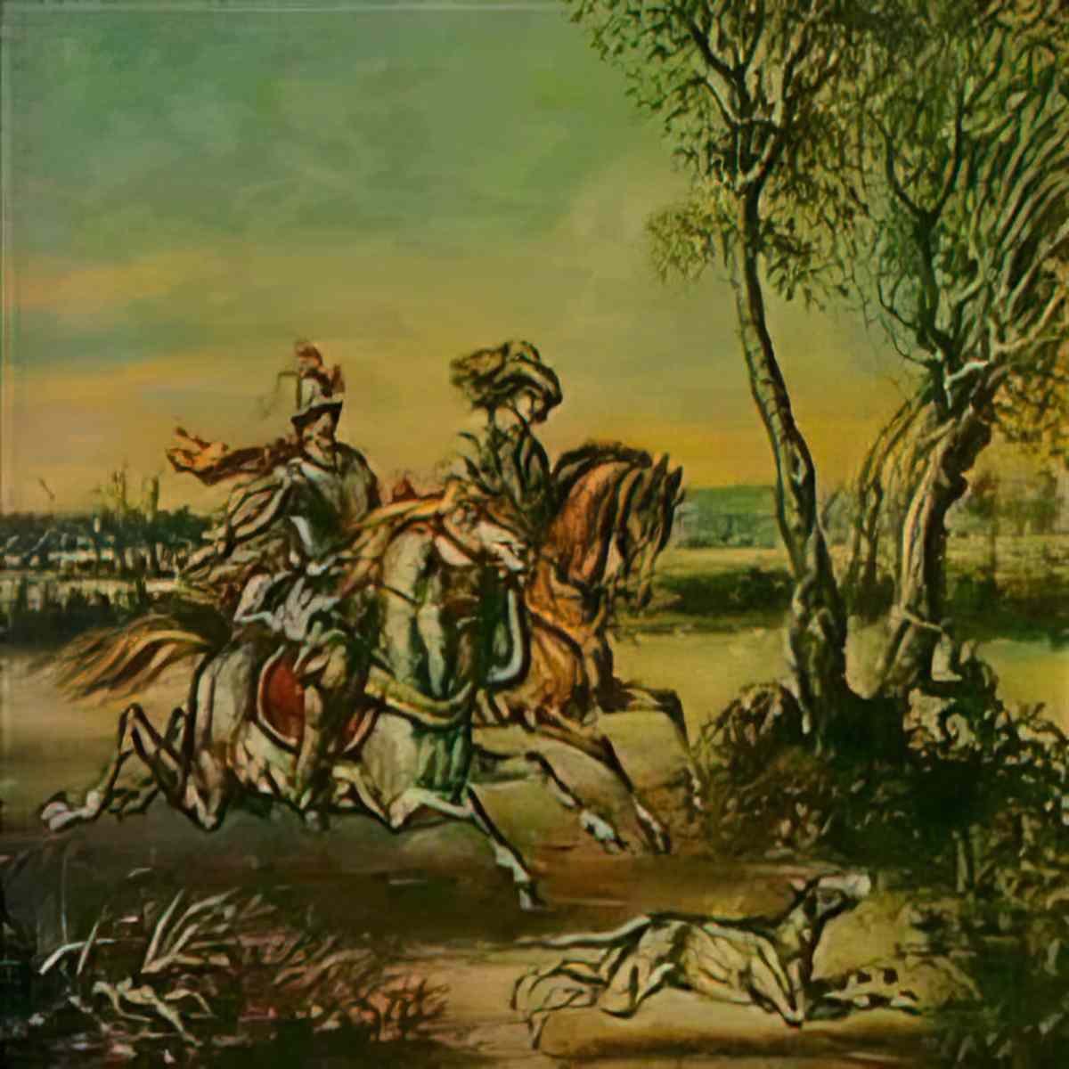 giorgio de chirico due cavalieri fuggenti con cani Art A4 Photo Print