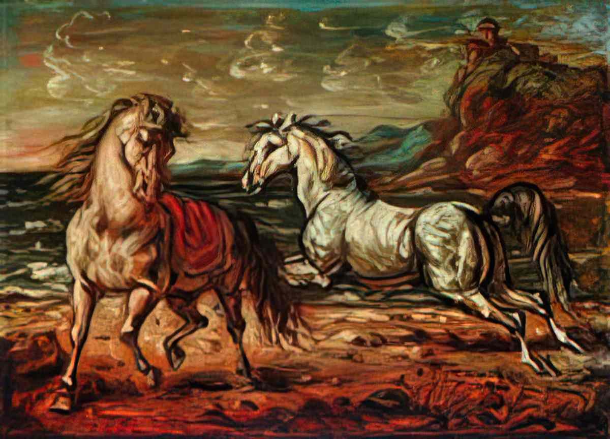 giorgio de chirico due cavalli in riva al mare8 Art A4 Photo Print