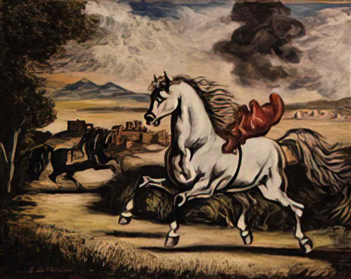 giorgio de chirico due cavalli in un paesaggio Art A4 Photo Print
