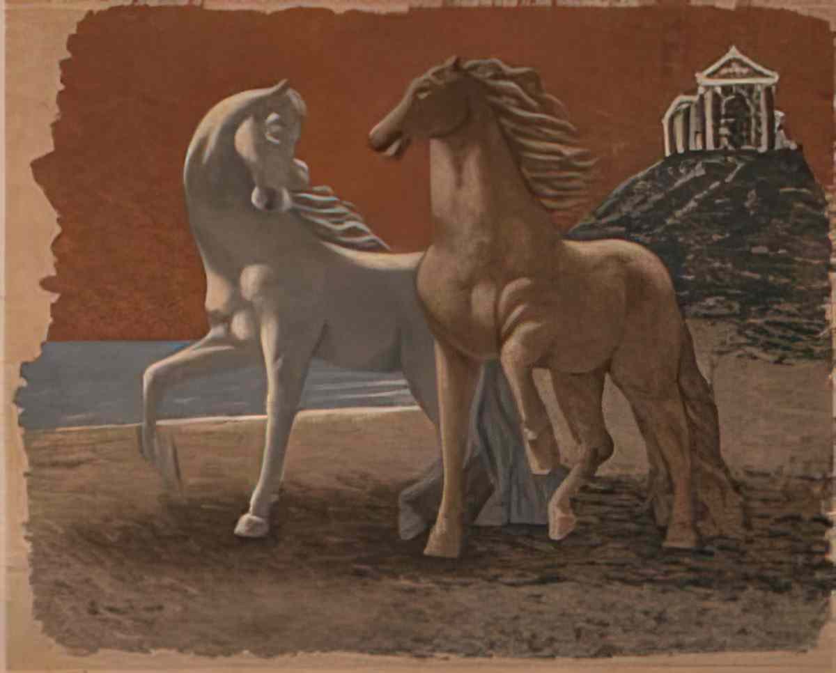 giorgio de chirico cavallo con drappo rosso1 Art A4 Photo Print