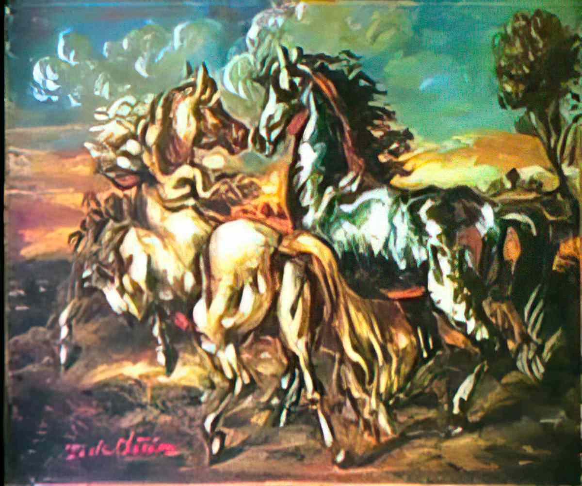 giorgio de chirico cavallo con drappo rosso3 Art A4 Photo Print