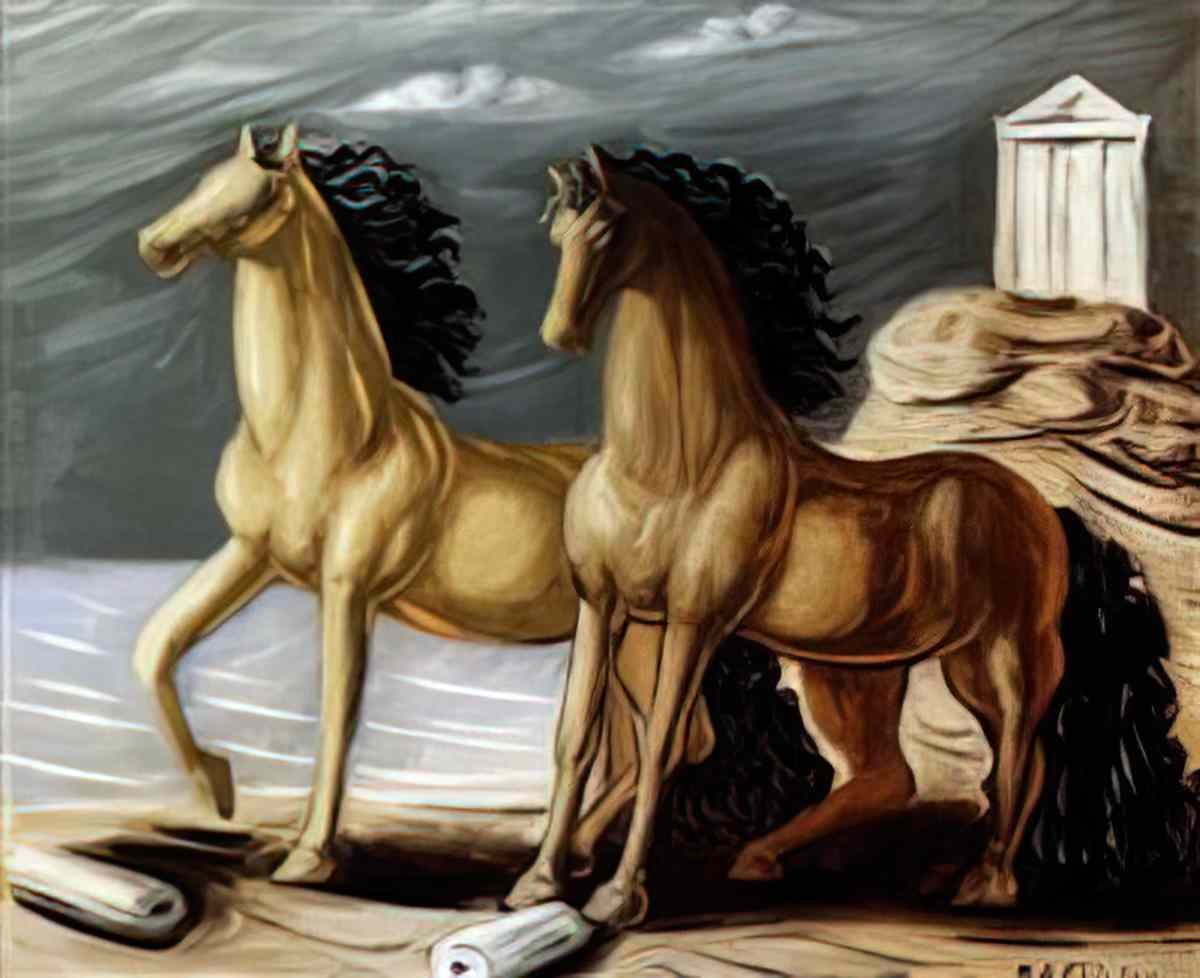 giorgio de chirico cavallo con giovane scudiere Art A4 Photo Print