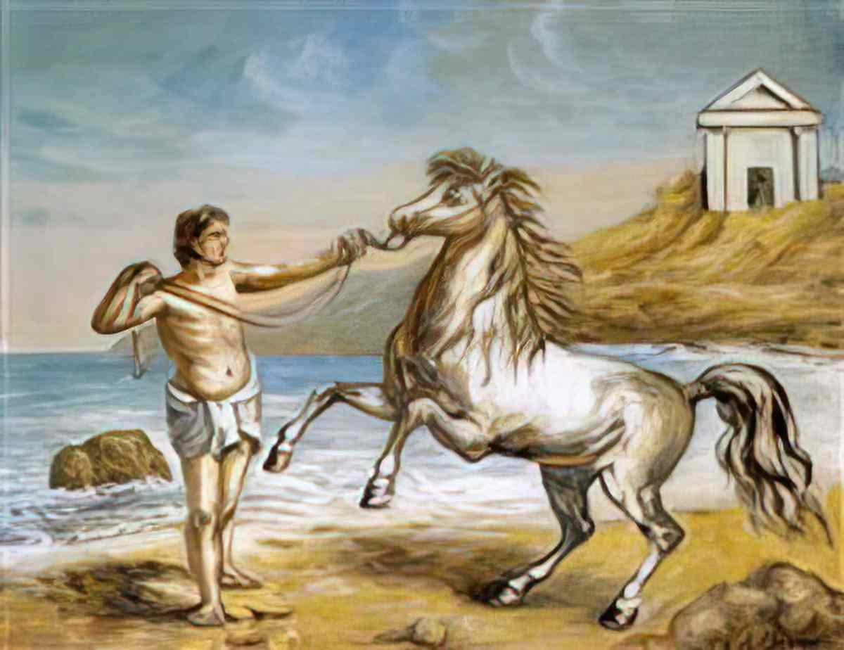 giorgio de chirico cavallo dal drappo rosso Art A4 Photo Print