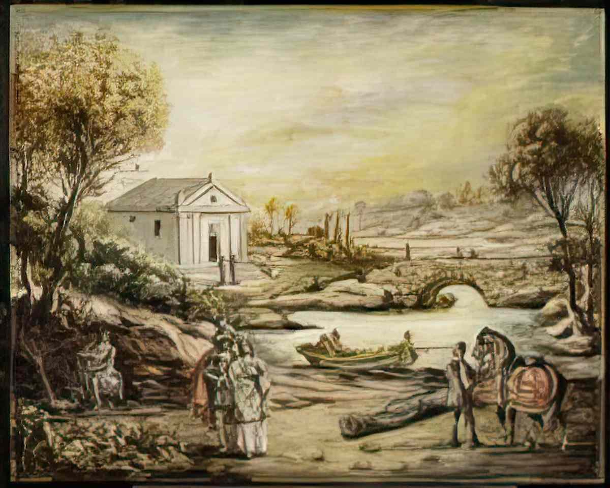 giorgio de chirico landschaft mit tempel bei mefistofele1 Art A4 Photo Print