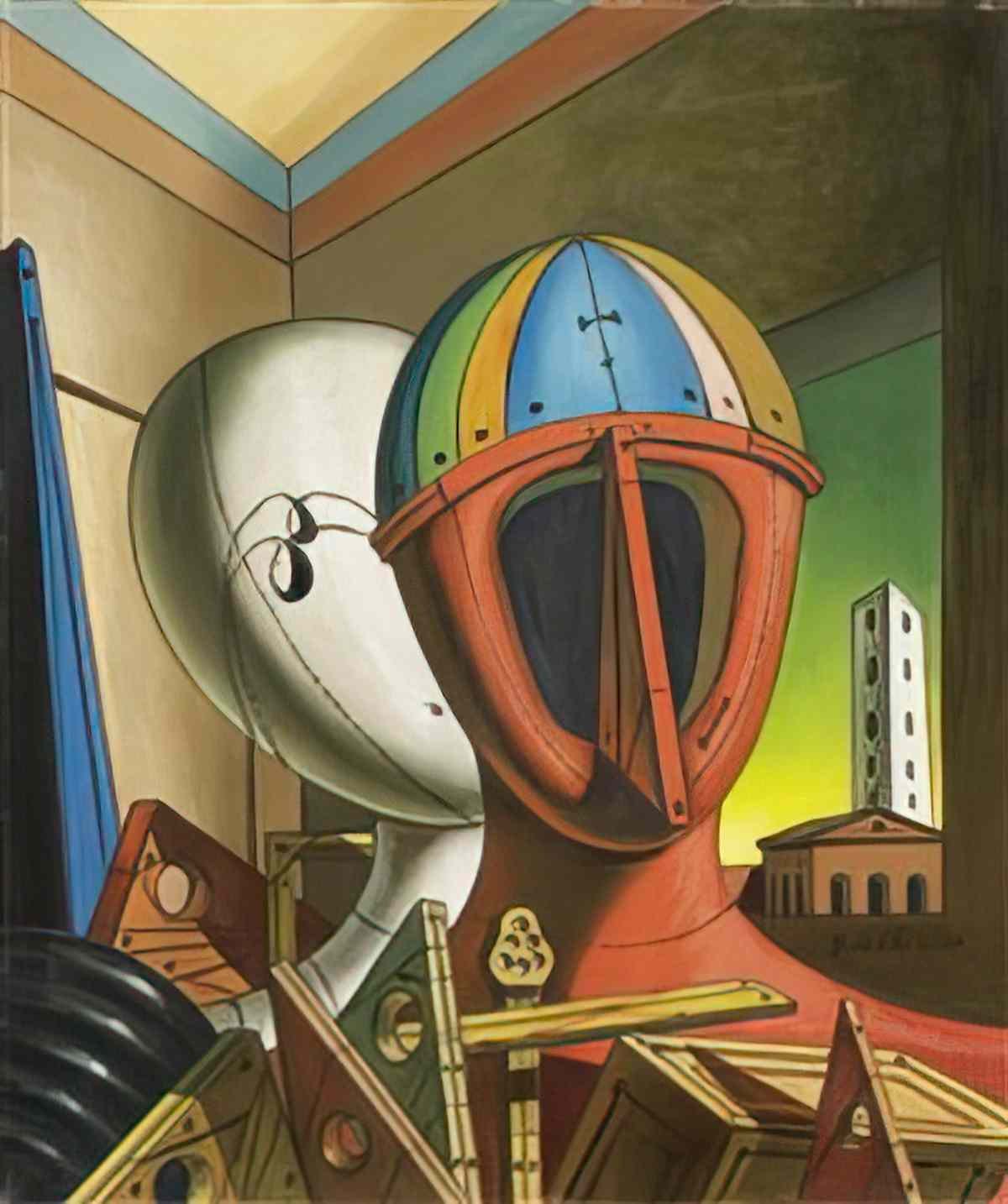 giorgio de chirico landschaft mit tempel bei mefistofele2 Art A4 Photo Print