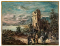 giorgio de chirico paesaggio romantico con cavaliere e personaggio Art A4 Photo Print