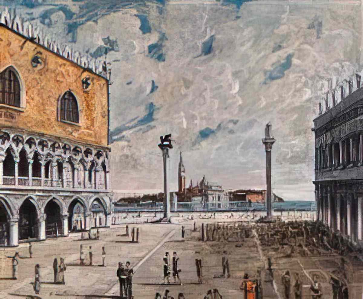 giorgio de chirico piazzetta s marco e lisola di s giorgio piazza sa Art A4 Photo Print