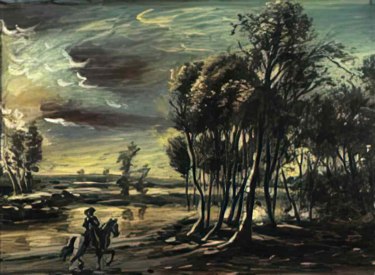 giorgio de chirico tramonto sulle rive del ticino Art A4 Photo Print