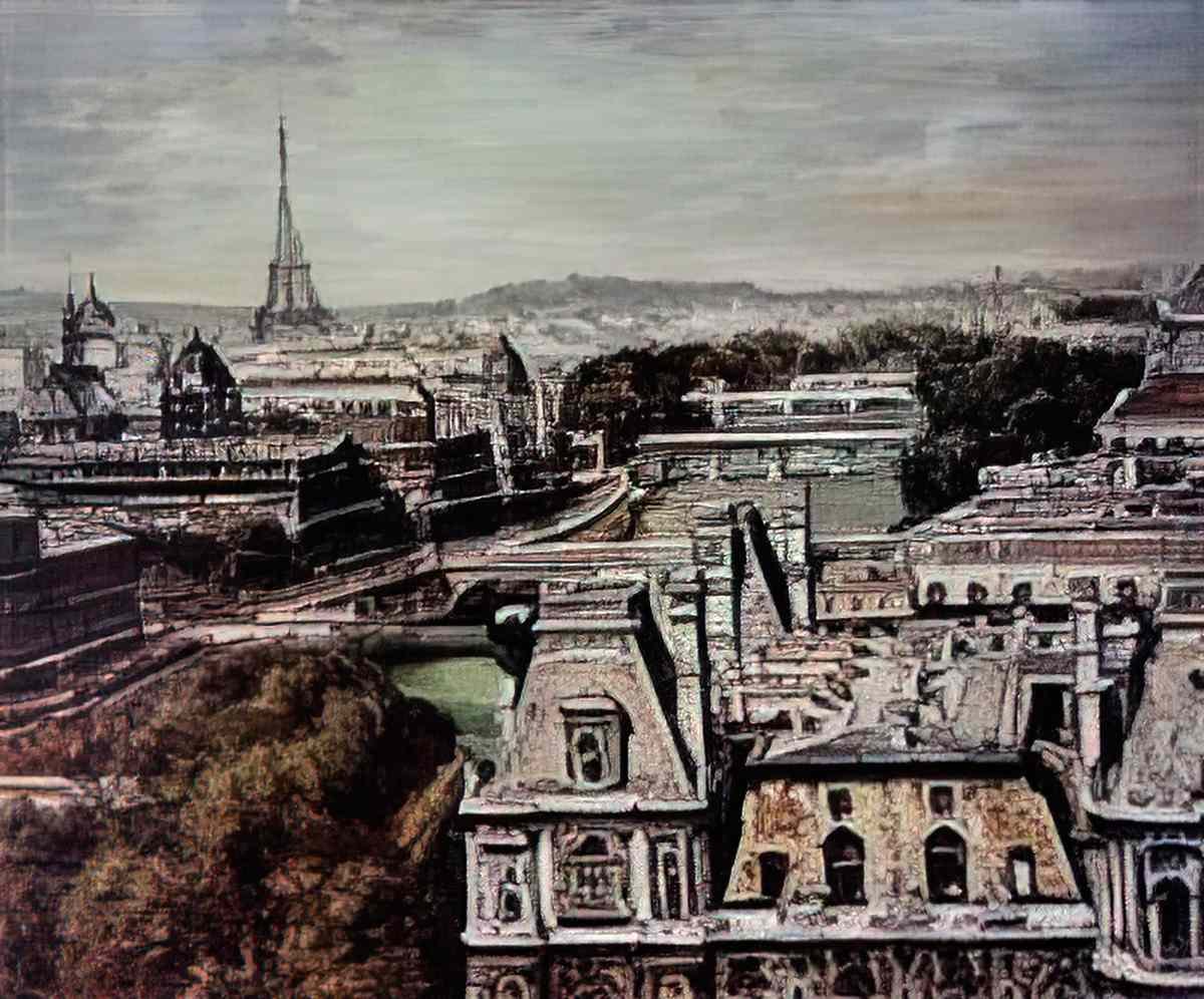 giorgio de chirico veduta di parigi con la torre eiffel Art A4 Photo Print