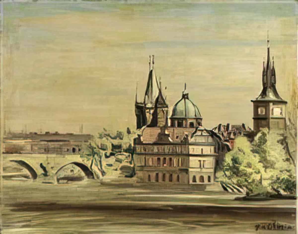 giorgio de chirico veduta di praga con ponte sulla moldava Art A4 Photo Print