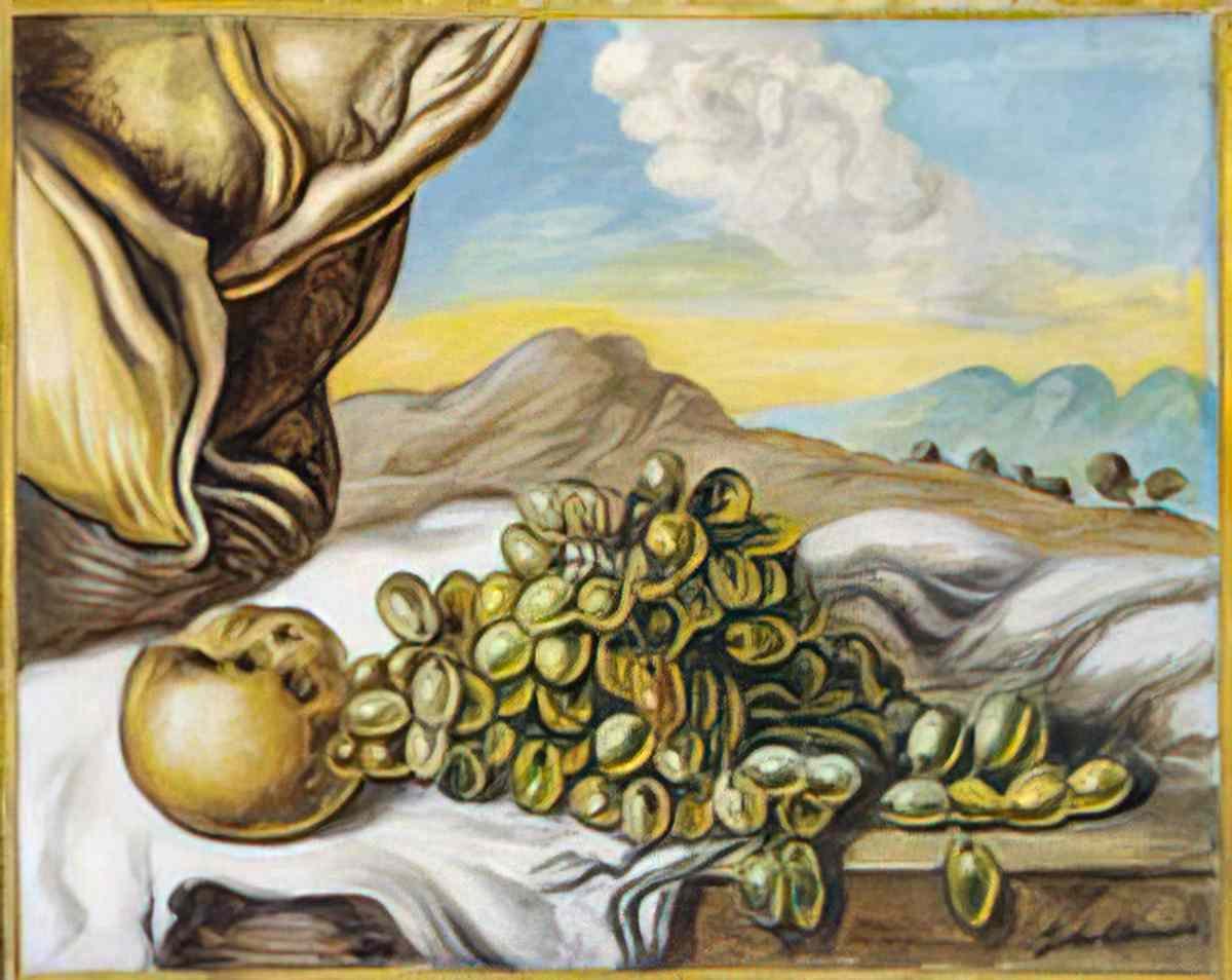 giorgio de chirico vita silente con uva Art A4 Photo Print