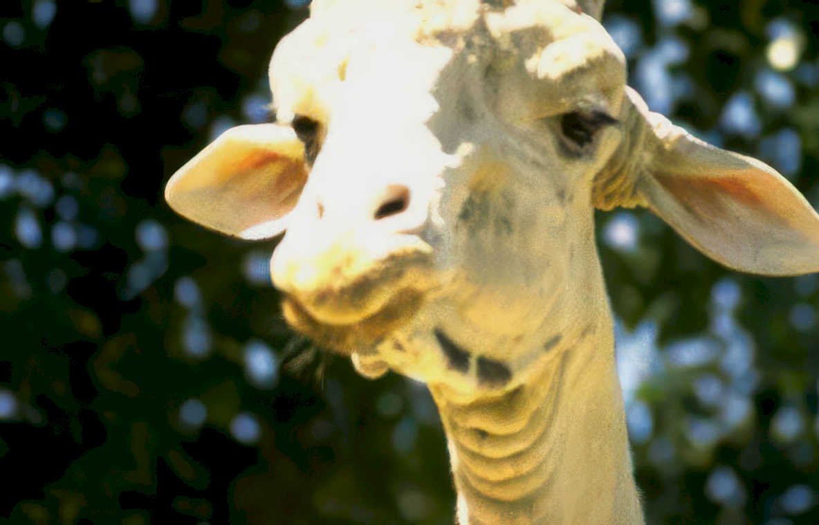 giraffe portrait cream Vintage A4 Photo Print