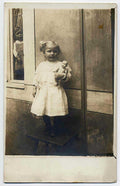 girl doll porch Vintage world war A4 Photo Print