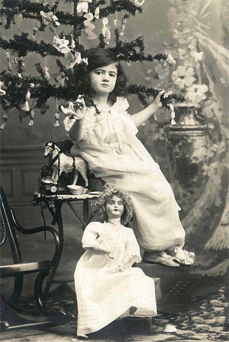 girl doll tree Vintage world war A4 Photo Print