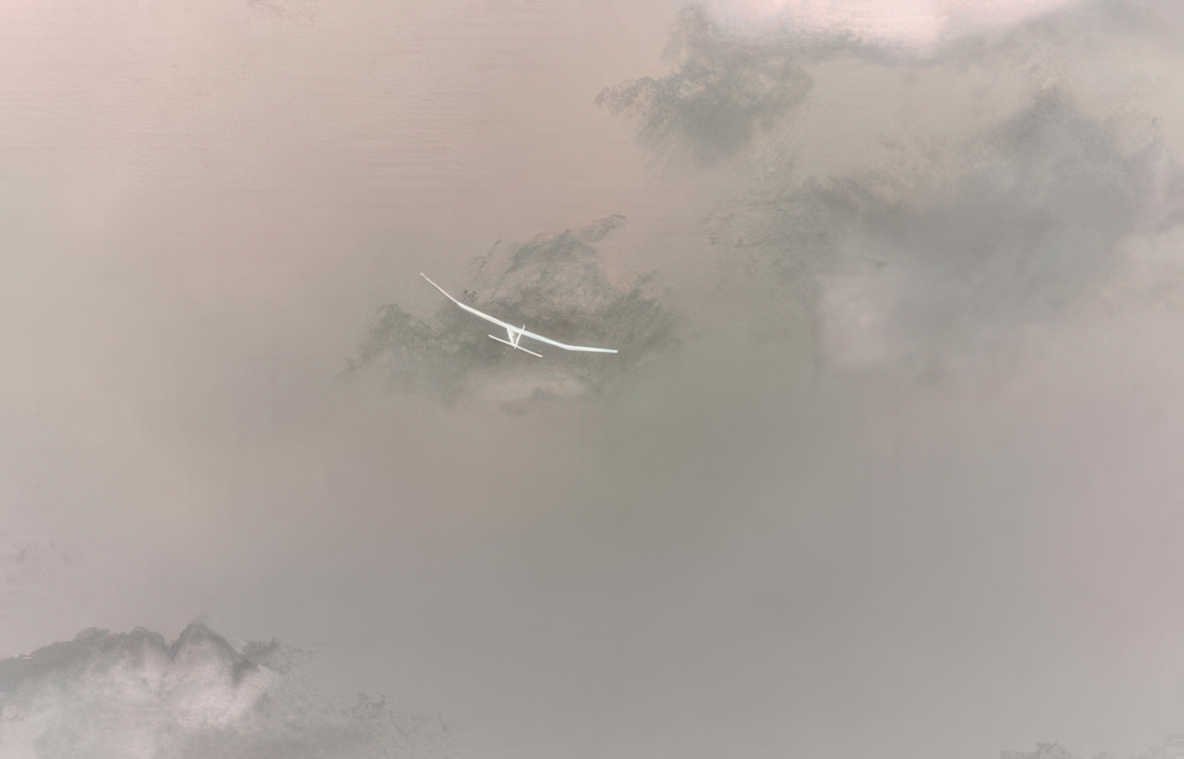 glider overcast sky Vintage A4 Photo Print