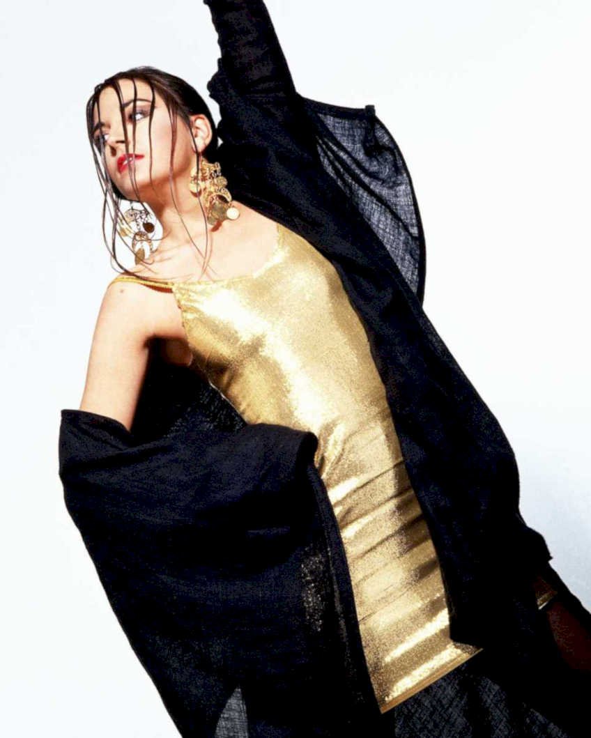 gold dress model1980s 1990s A4 Photo Print