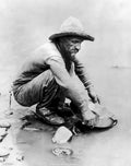 gold panning riverbank Vintage world war A4 Photo Print