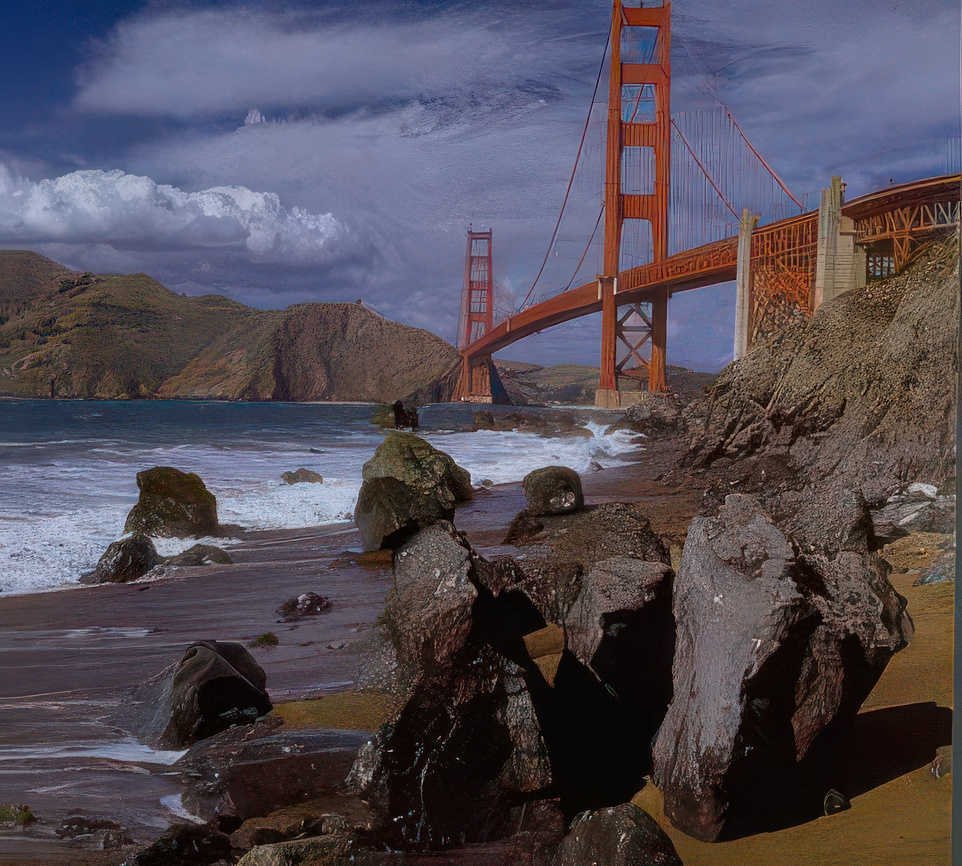 golden gate bridge 10 Vintage A4 Photo Print