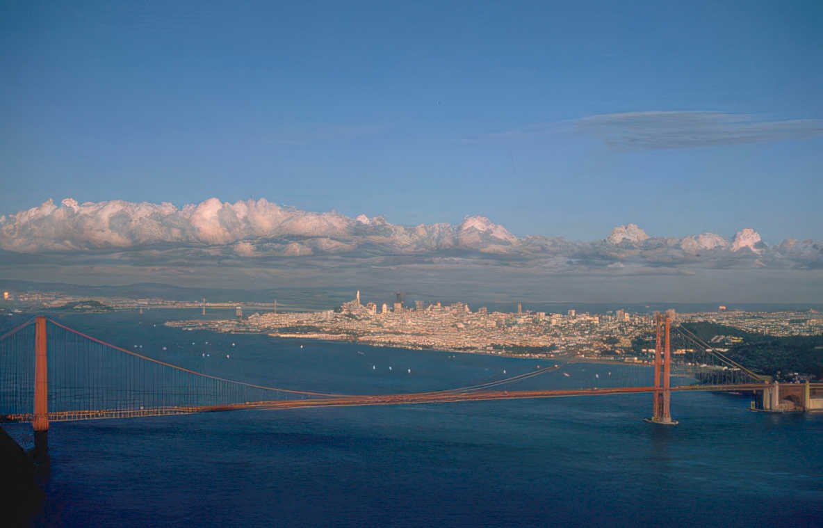 golden gate cityscape 2 Vintage A4 Photo Print
