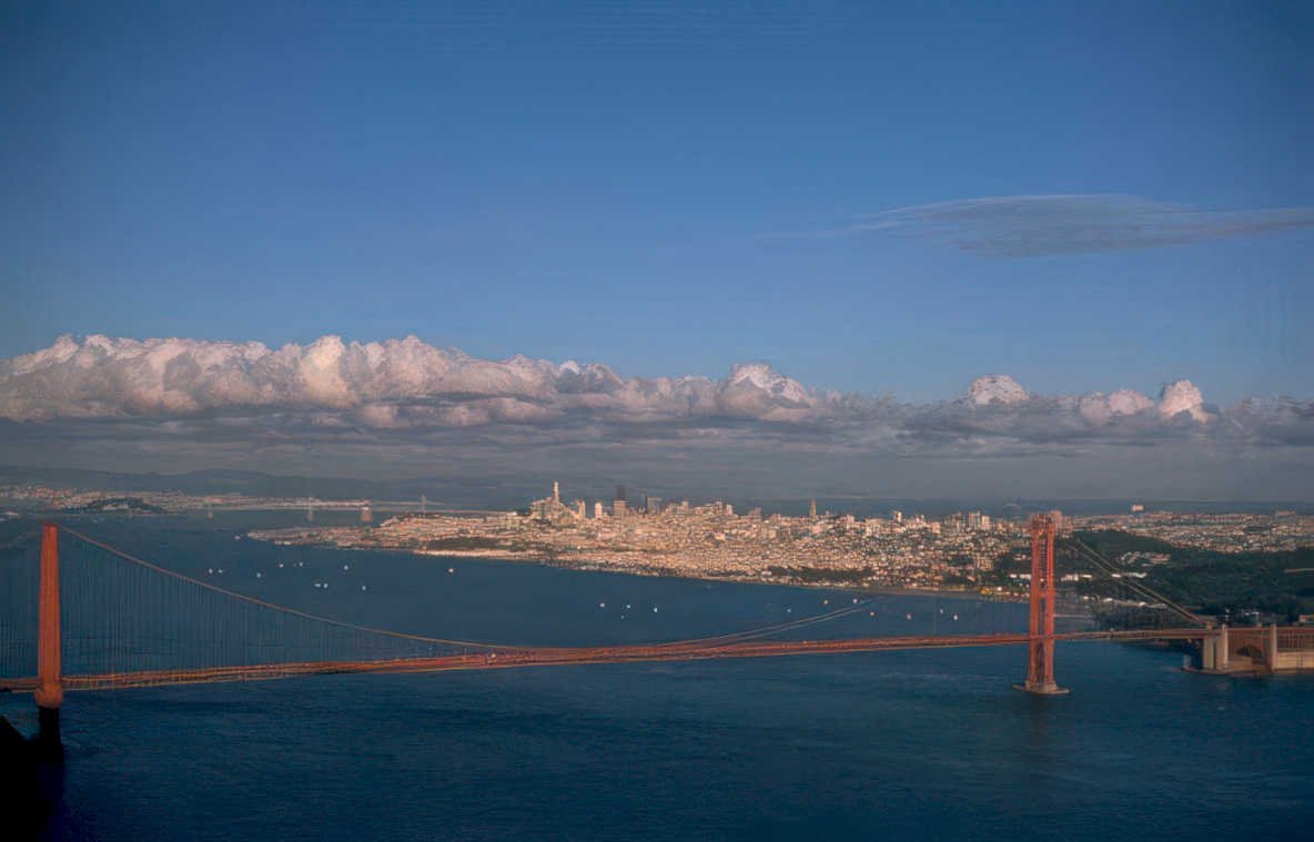 golden gate cityscape 3 Vintage A4 Photo Print