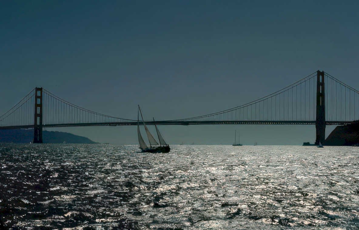 golden gate sailboats Vintage A4 Photo Print