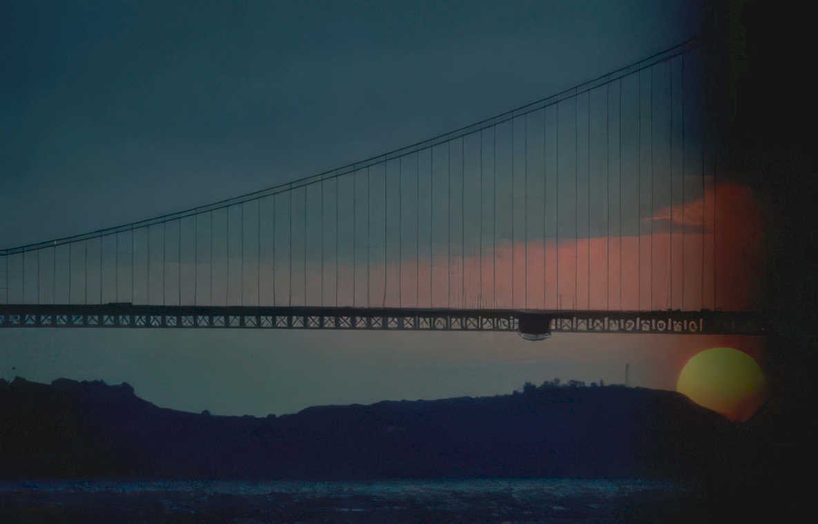 golden gate sunset 2 Vintage A4 Photo Print