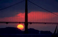 golden gate sunset Vintage A4 Photo Print