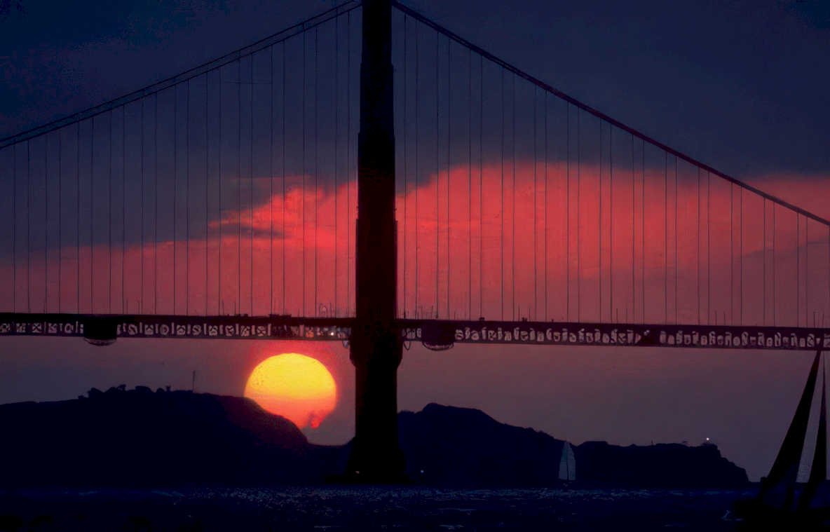 golden gate sunset Vintage A4 Photo Print