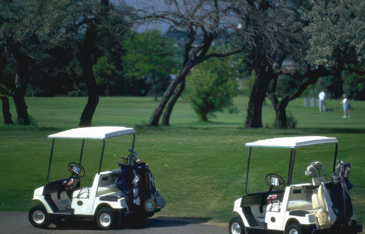 golf carts fairway Vintage A4 Photo Print