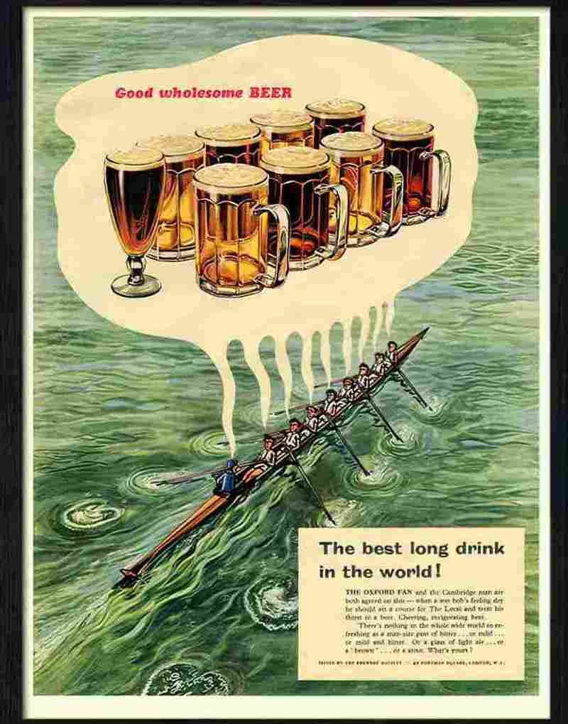 good wholesome beer rowing 1950s Advert A4 Photo Print