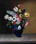 gould Still life Flowers in a Blue Jug Art A4 Photo Print