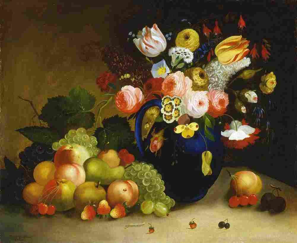 gould Still life with Fruit and Flowers Art A4 Photo Print