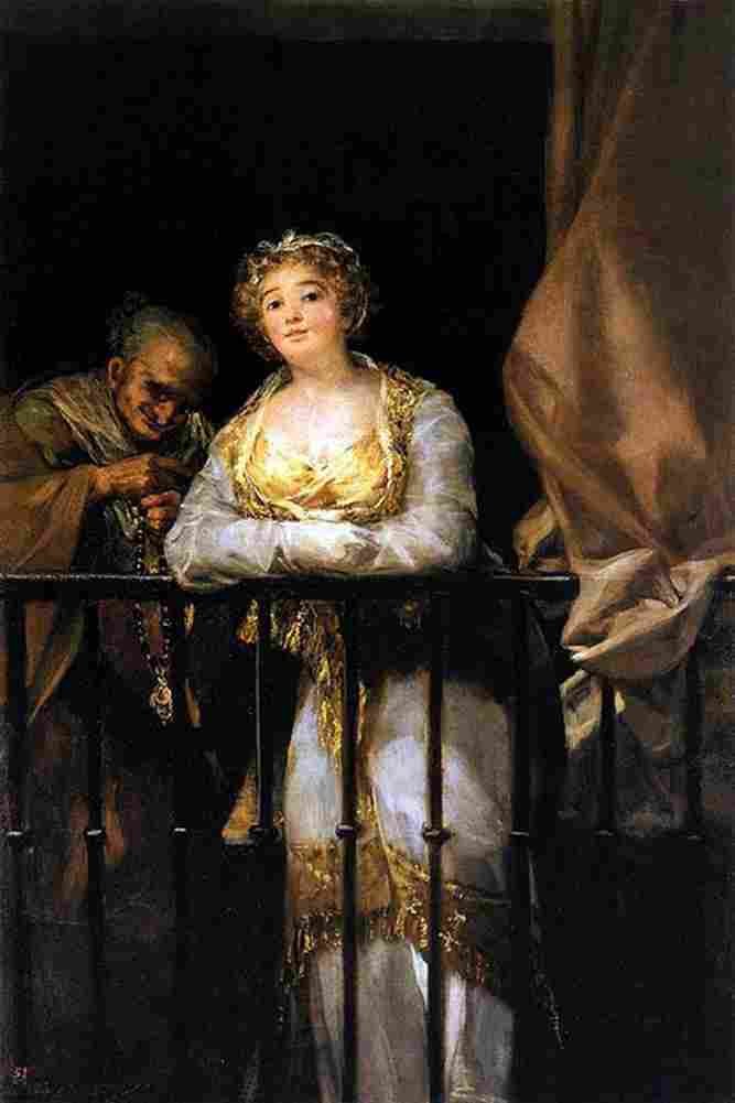 goya Maja and Matchmaker on a Balcony Art A4 Photo Print