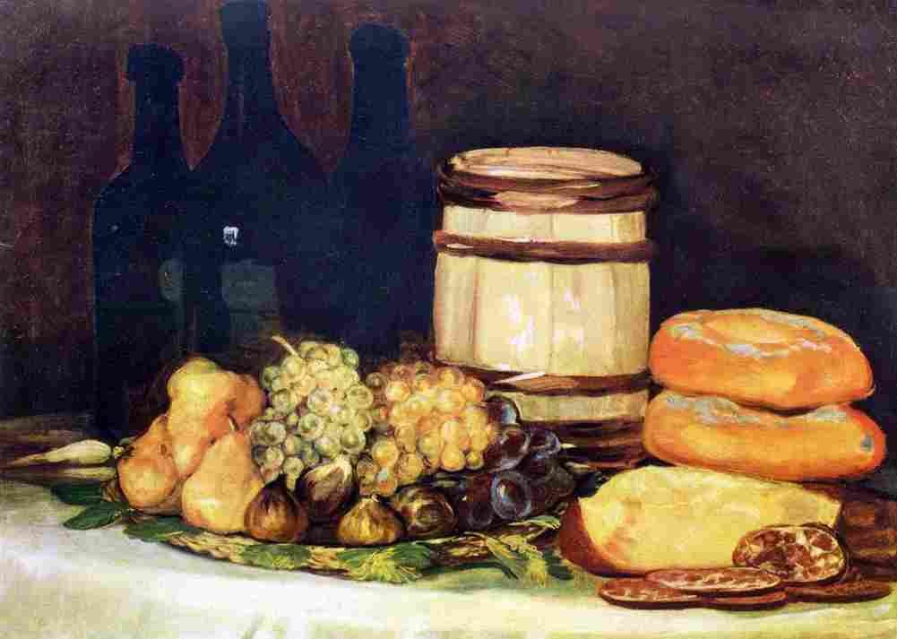 goya Still life with Fruit Bottles and Breads Art A4 Photo Print