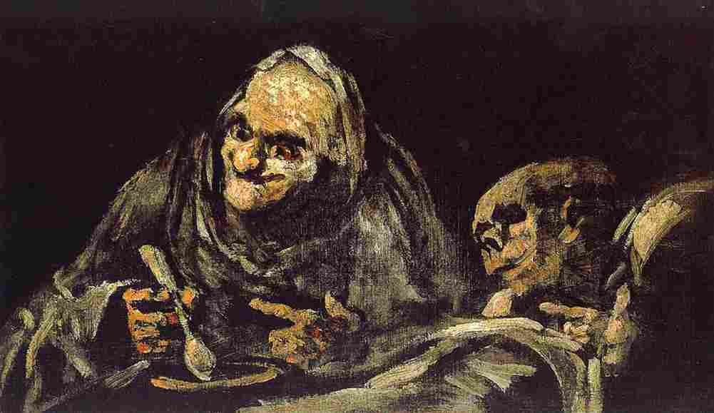 goya Two Old Men Eating a Soup Art A4 Photo Print