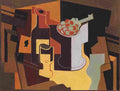 gr Bottle and Fruit Plate Art A4 Photo Print