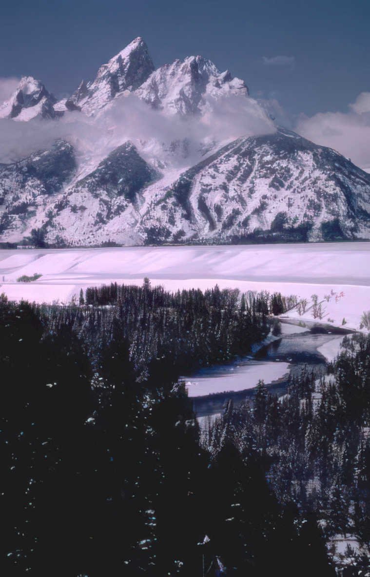 grand teton snowscape Vintage A4 Photo Print