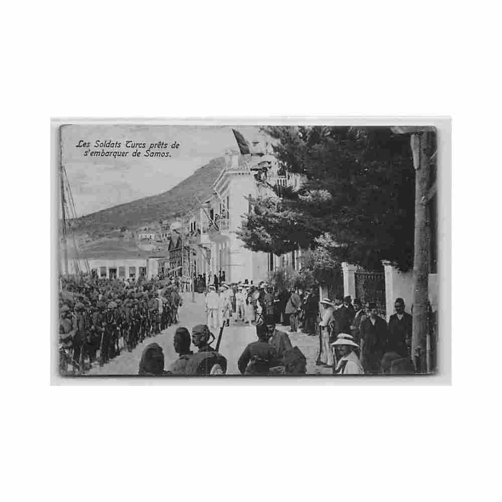 greece samos turkish soldiers ready to embark Vintage A4 Photo Print