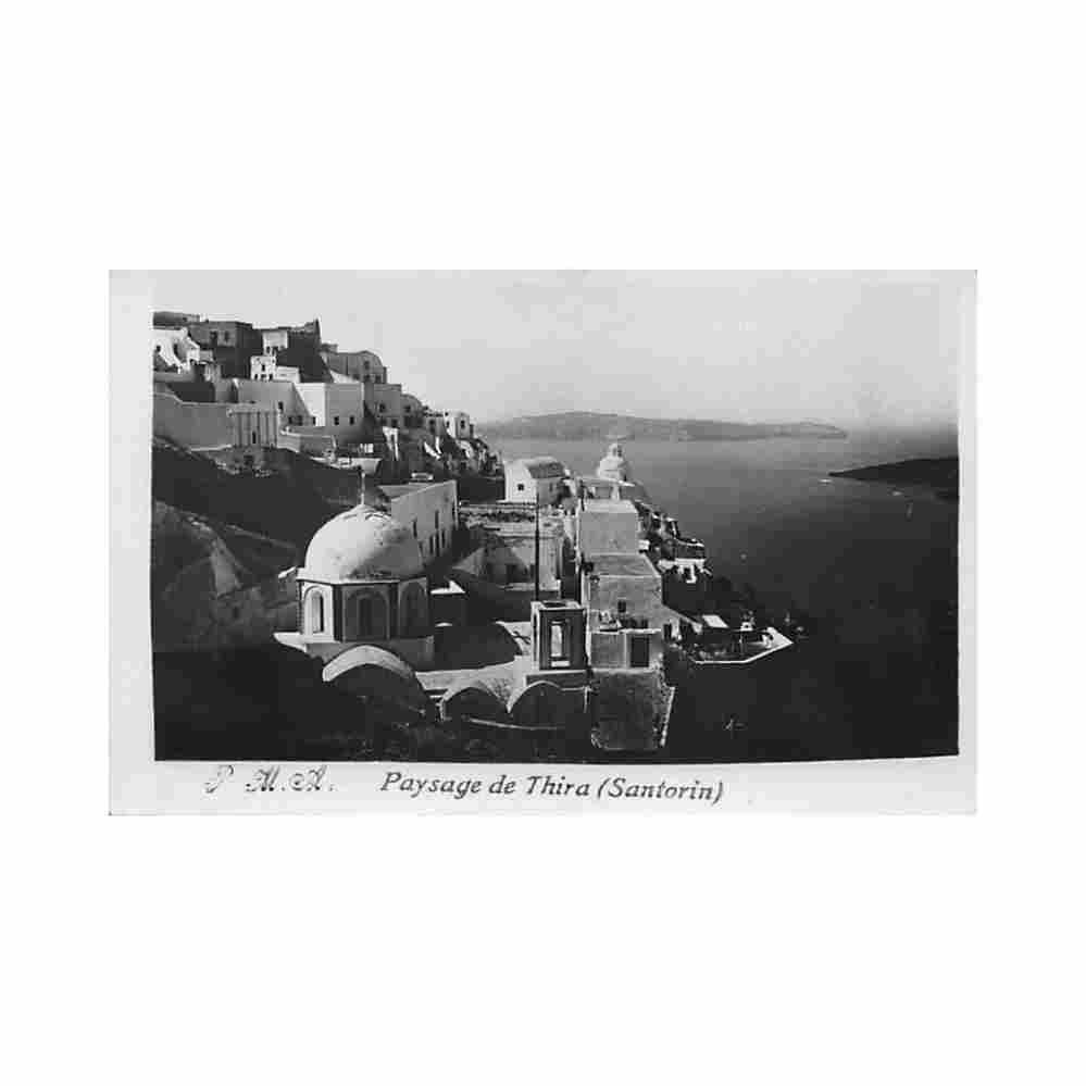 greece santorini landscape of thira pma Vintage A4 Photo Print