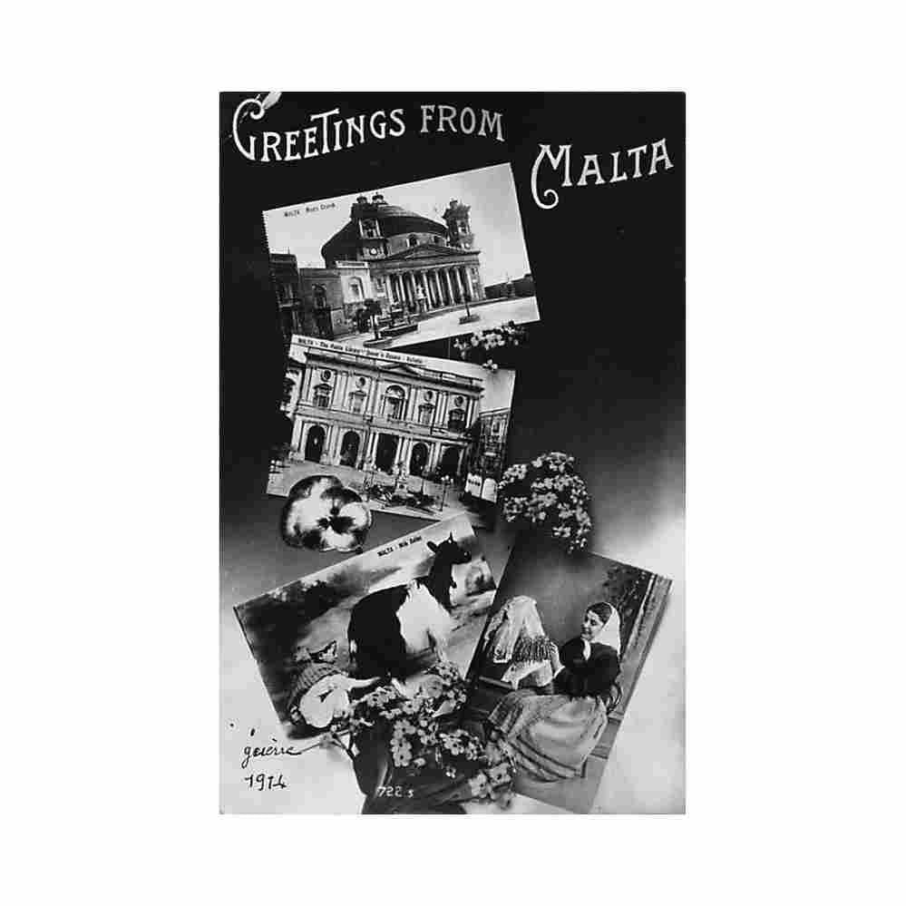 greetings from malta multi views made in italy 722 Vintage A4 Photo Print