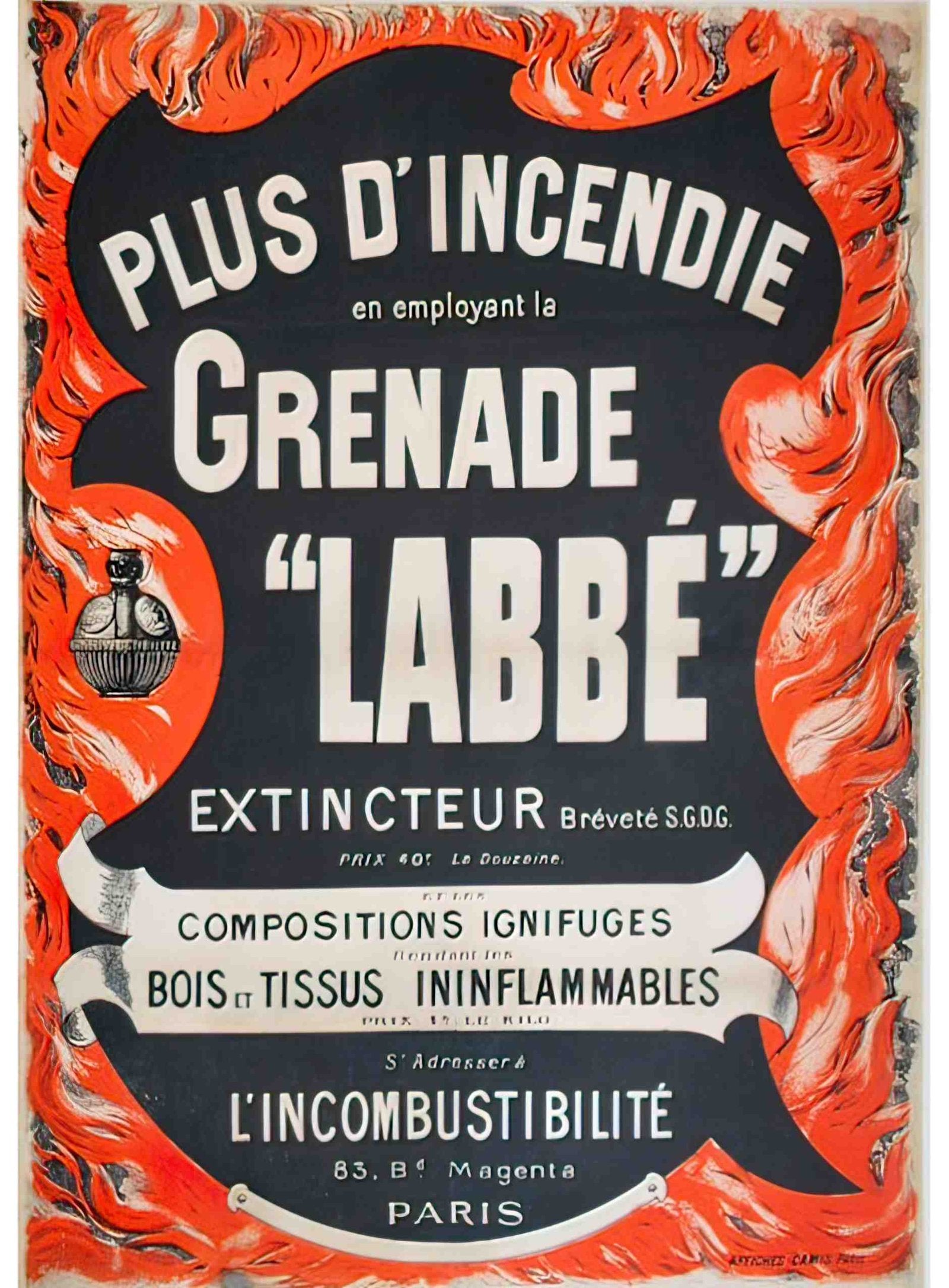 grenade labbe vers 1890 1 Advert A4 Photo Print