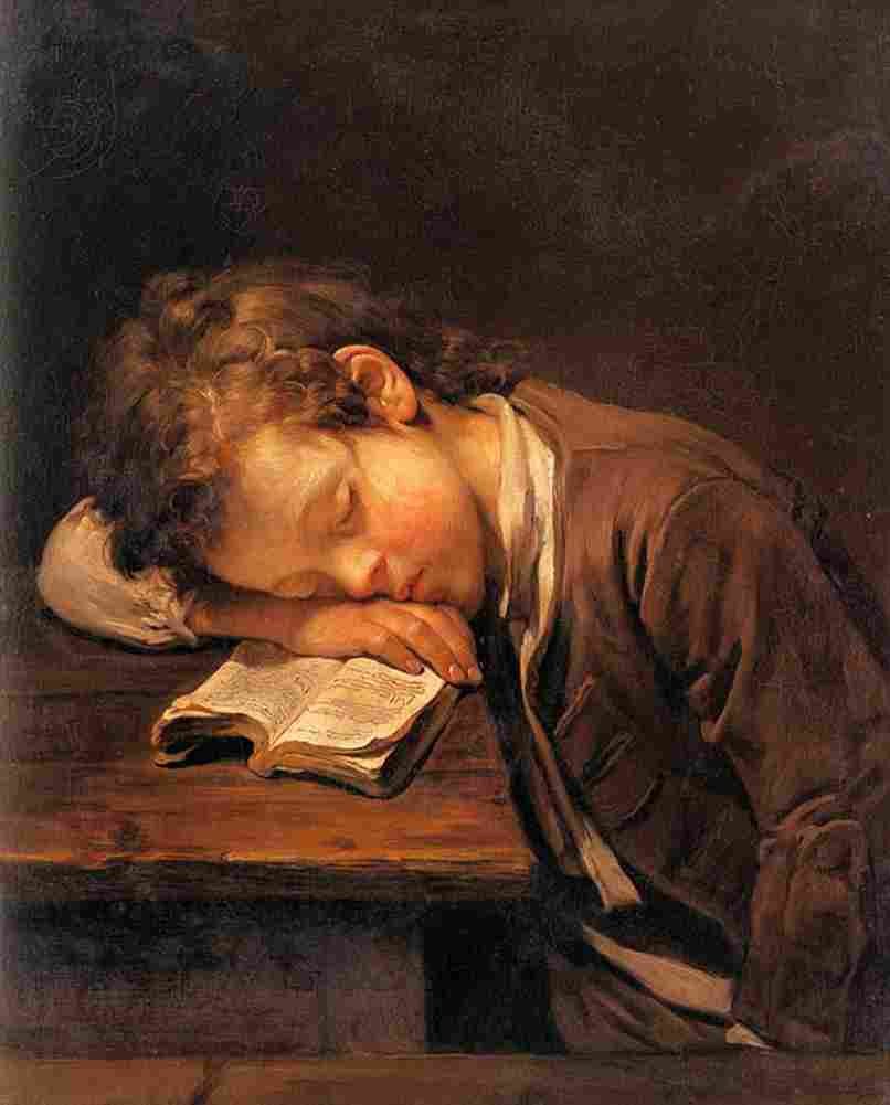 greu A Schoolboy Sleeping on his Book Art A4 Photo Print