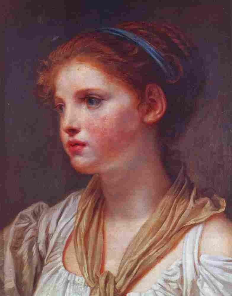 greu Girl with Blue Ribbon Art A4 Photo Print