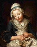 greu Sleeping Knitter Art A4 Photo Print