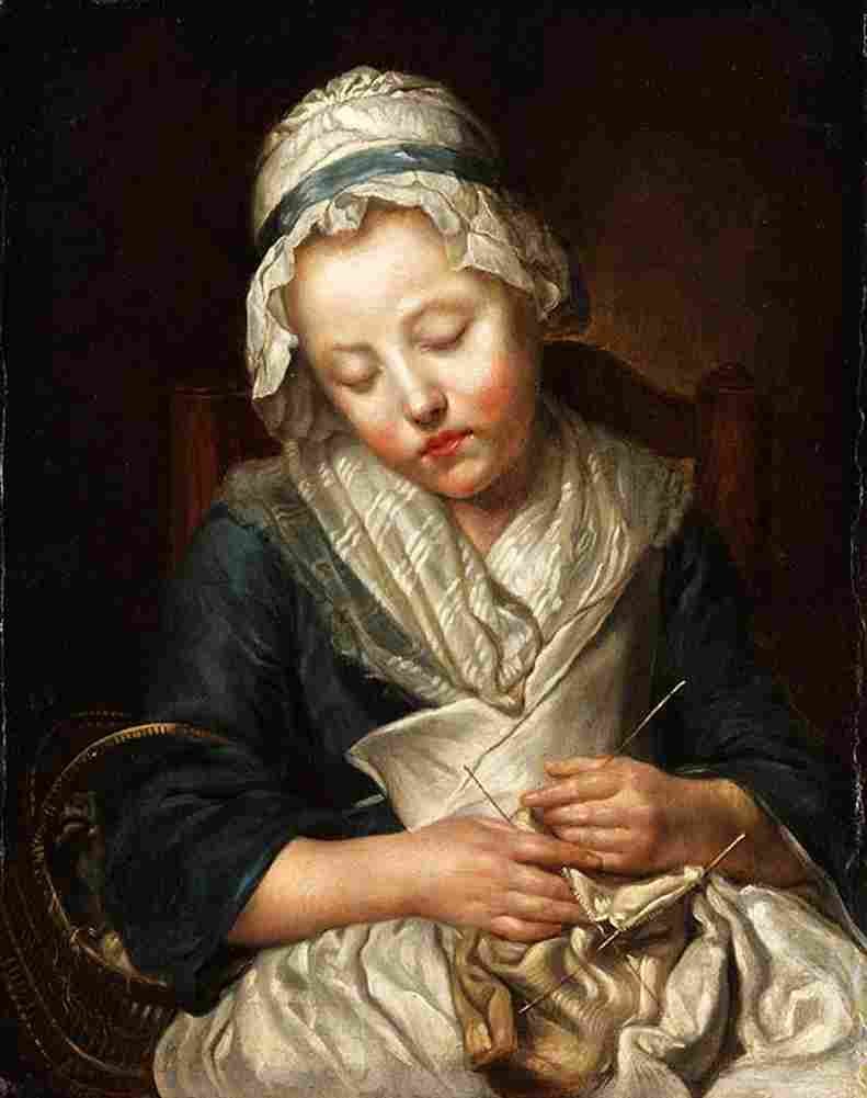 greu Sleeping Knitter Art A4 Photo Print